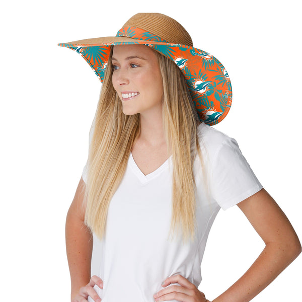 Miami Dolphins Womens Tie-Dye Ribbon Straw Hat FOCO