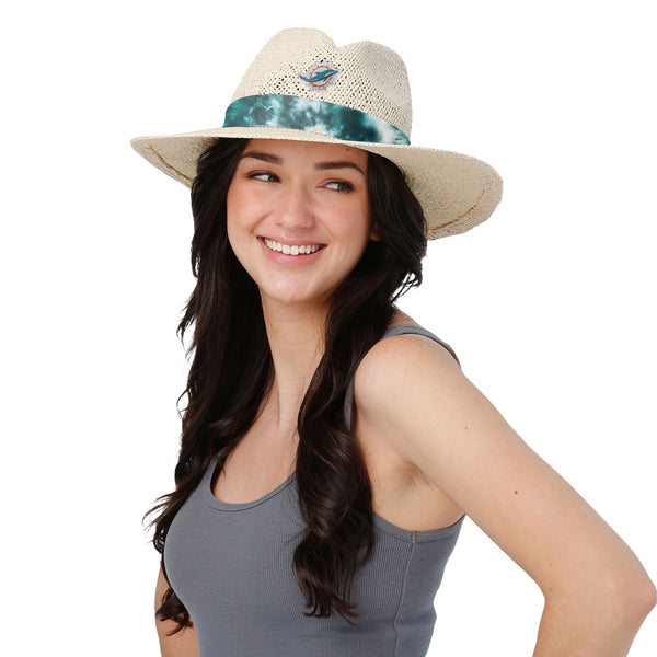 Miami Dolphins Womens Floral Straw Hat