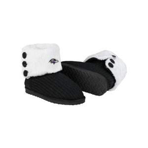 Baltimore Ravens NFL Womens Knit High End Button Boot Slipper