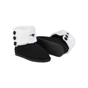 New England Patriots NFL Womens Knit High End Button Boot Slipper