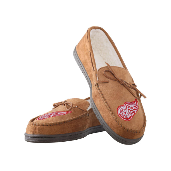 Custom Painted Detroit Red Wings Red Head Brand Moccasin Slippers Size 12 Detroit Red Wings apparel: Hey Dude fur-lined shoes now  main image 3