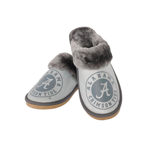 Alabama Crimson Tide NCAA Womens Glitter Open Back Fur Moccasin Slippers