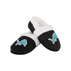 Detroit Lions NFL Womens Team Color Fur Moccasin Slippers