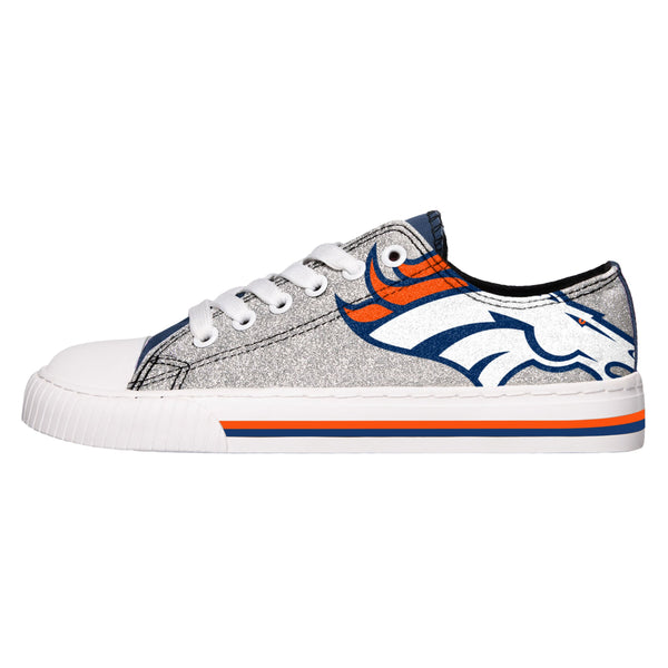 Denver Broncos NFL Womens Glitter Low Top Canvas Shoes