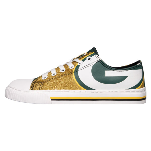 Green Bay Packers NFL Womens Color Glitter Low Top Canvas Shoes