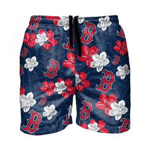 Boston Red Sox MLB Mens Hibiscus Slim Fit 5.5" Swimming Trunks