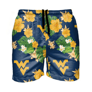 West Virginia Mountaineers NCAA Mens Floral Slim Fit 5.5" Swimming Suit Trunks