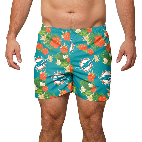 Miami Dolphins NFL Mens Solid Wordmark 5.5 Swimming Trunks