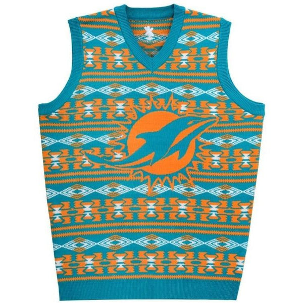 Miami Dolphins Aztec Print Ugly Sweater Vest