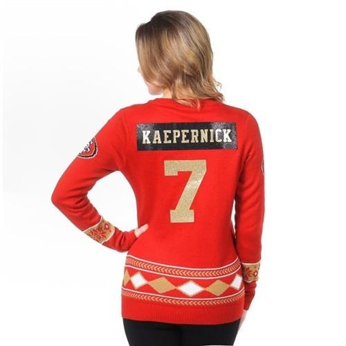 San Francisco 49Ers Kaepernick C. #7 Womens Glitter Player V-Neck Swea