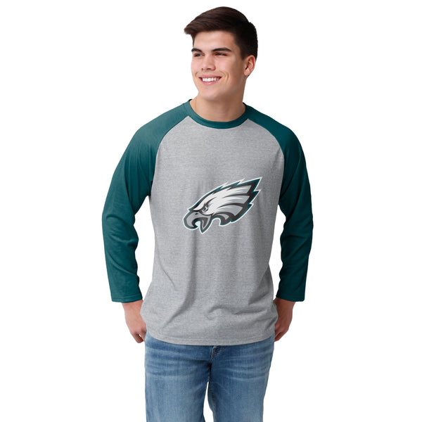 Philadelphia Eagles NFL Mens Gray Big Logo Raglan T-Shirt