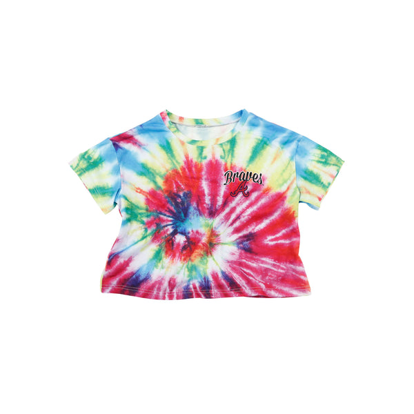 MLB, Tops, Tie Dye Bleached Distressed Atlanta Braves Baseball Tee  Cropped