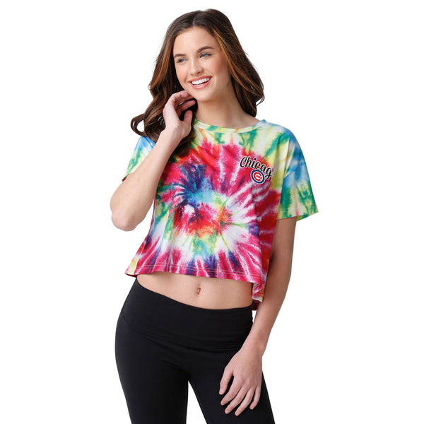 Atlanta Braves MLB Womens Pastel Tie-Dye Crop Top