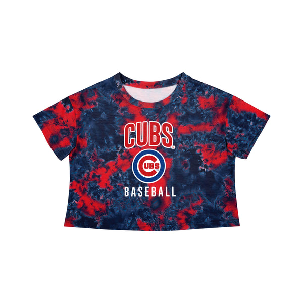 Chicago Cubs MLB Womens Pastel Tie-Dye Crop Top