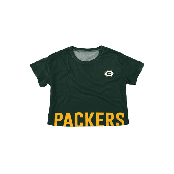 Green Bay Packers NFL Womens Distressed Wordmark Crop Top