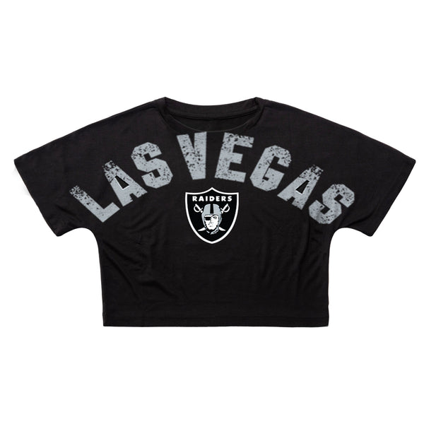 47 Women's Las Vegas Raiders Black Half-Moon Crop T-Shirt