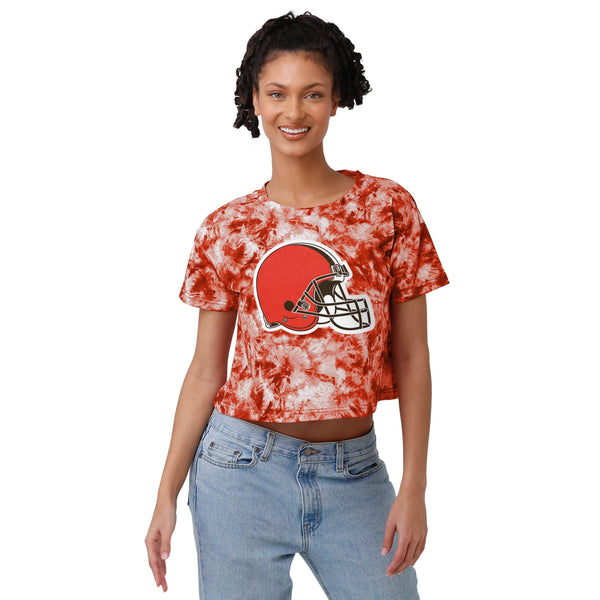 Cleveland Browns Womens Solid Big Logo Crop Top