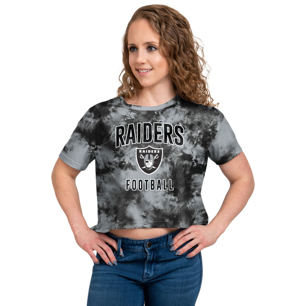 Women's Las Vegas Raiders '47 Black Cambridge Vintage Tubular Tie-Dye Crop  Top