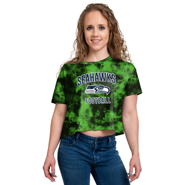 Nfl Seattle Seahawks Girls' Short Sleeve Tie-dye Fashion Crop T-shirt :  Target