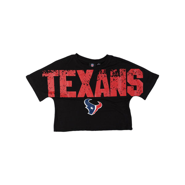 NFL Houston Texans Junior Short Sleeve Tie-Dye Fashion Crop T-Shirt - S