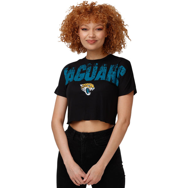 FOCO Los Angeles Rams NFL Womens Distressed Wordmark Crop Top