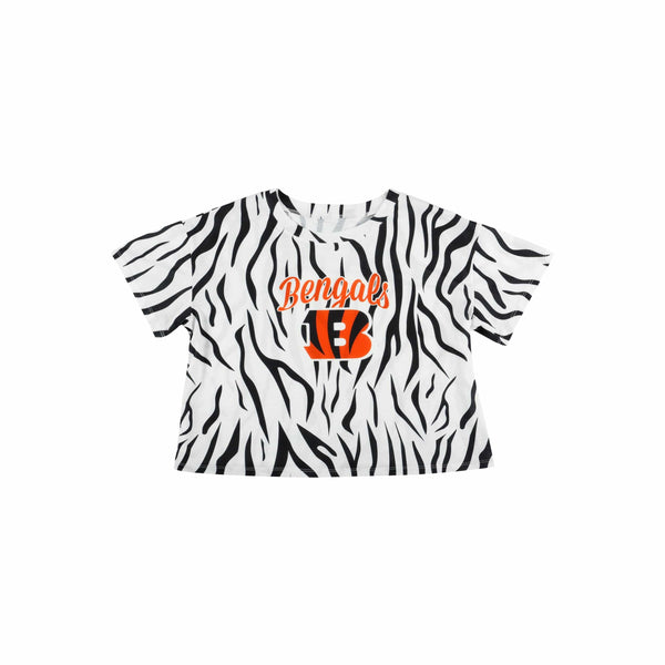 Cincinnati Bengals Womens Crop Top Hoodie W/ Arm Stripes