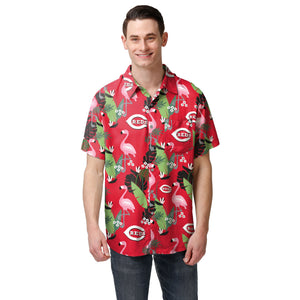 Cincinnati Reds MLB Mens Floral Button Up Shirt