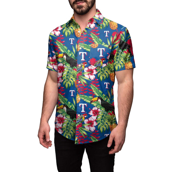 Texas Rangers Mlb Mens Flamingo Button Up Shirt