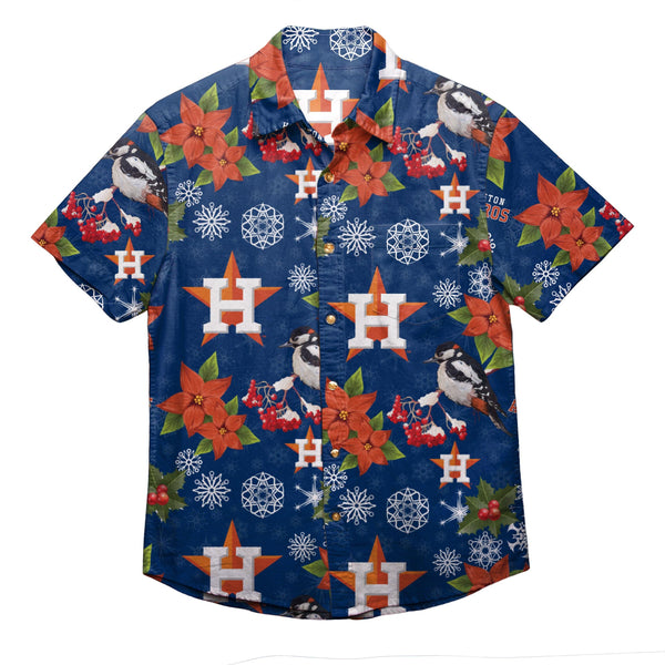 Houston Astros MLB Mens Bowling Stripe Button Up Shirt