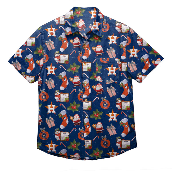 Houston Astros MLB Mens Bowling Stripe Button Up Shirt