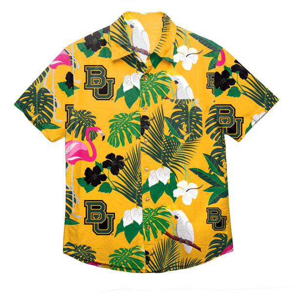 Men's Baylor University Bears Floral Shirt Button Up Beach Shirt