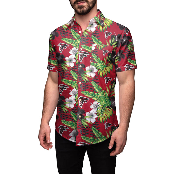 Men's FOCO Red/Tan Atlanta Falcons Tiki Floral Button-Up Woven Shirt Size: Small