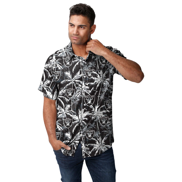 Las Vegas Raiders Tiki Floral Button-Up Woven Shirt - Black/Tan