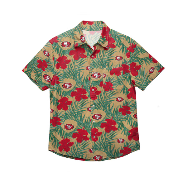 San Francisco 49ers Nfl Color Hibiscus Button Up Hawaiian Shirt