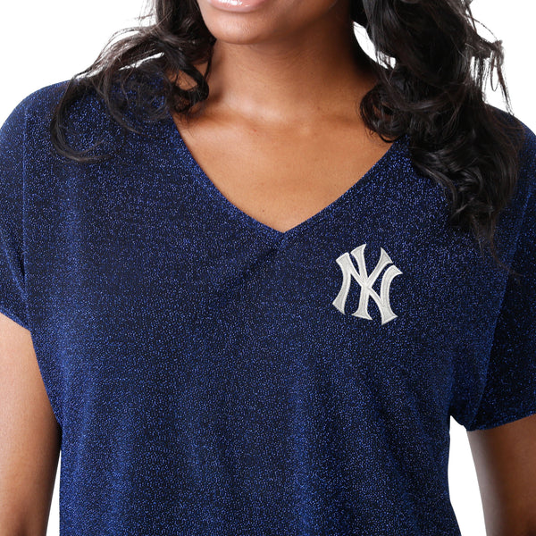 MLB New York Yankees Women's Short Sleeve V-Neck Fashion T-Shirt - M