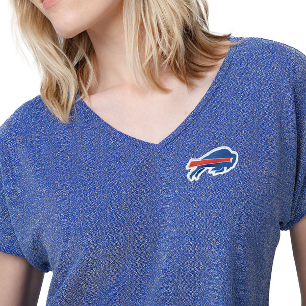 Buffalo Bills NFL Womens Game Time Glitter V-Neck T-Shirt