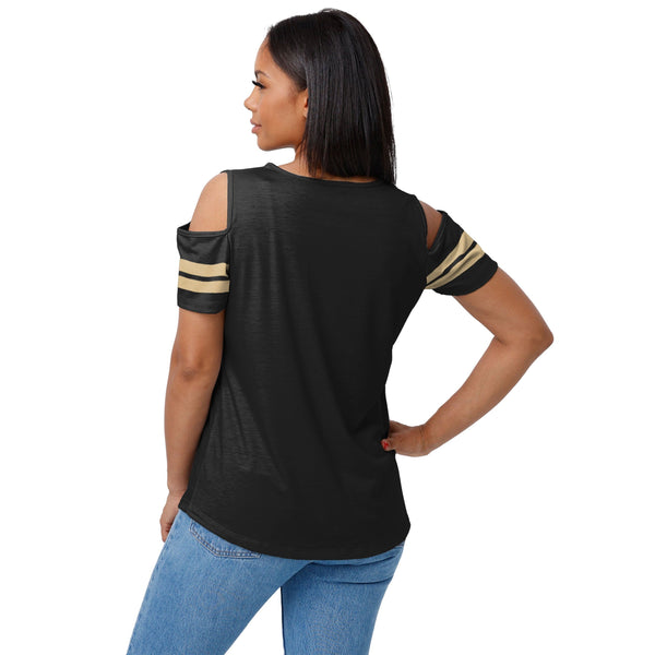 New Orleans Saints Women's Black Off Shoulder Causal Shirt