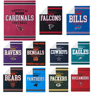 NFL Team Property Sherpa Plush Throw Blankets - Select Your Team!