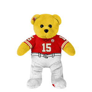 Kansas City Chiefs NFL Super Bowl LVIII Champions 3x Patrick Mahomes Team Beans Embroidered Player Bear