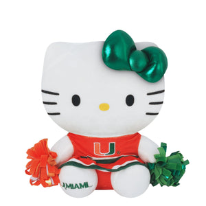 Miami Hurricanes NCAA Metallic Bow Hello Kitty® Cheerleader Plush (PREORDER - SHIPS LATE OCTOBER)