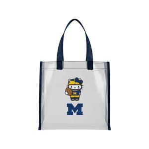Michigan Wolverines NCAA Hello Kitty® Clear Tote Bag (PREORDER - SHIPS MID JULY)