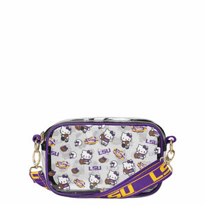 LSU Tigers NCAA Hello Kitty® Clear Crossbody Bag (PREORDER - SHIPS MID JULY)