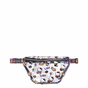 LSU Tigers NCAA Hello Kitty® Clear Fanny Pack (PREORDER - SHIPS MID JULY)