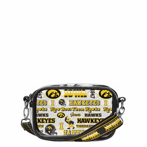 Iowa Hawkeyes NCAA Repeat Retro Print Clear Crossbody Bag
