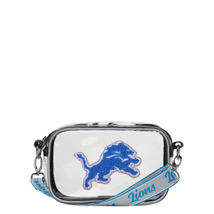 Detroit Lions NFL Chenille Logo Clear Crossbody Bag