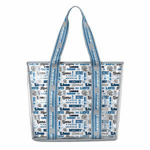 Detroit Lions NFL Repeat Retro Print Clear Tote Bag