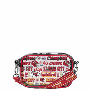 Kansas City Chiefs NFL Super Bowl LVIII Champions Repeat Retro Print Clear Crossbody Bag