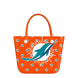 Miami Dolphins NFL Big Logo Mini Print Tailgate Tote Bag