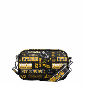 Pittsburgh Steelers NFL Repeat Retro Print Nylon Crossbody Bag (PREORDER - SHIPS EARLY DECEMBER)