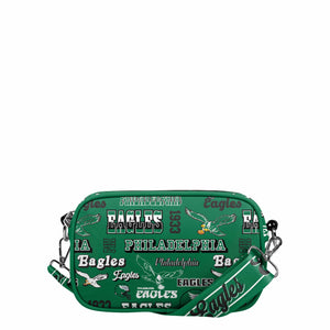 Philadelphia Eagles NFL Kelly Green Repeat Retro Print Nylon Crossbody Bag (PREORDER - SHIPS EARLY DECEMBER)